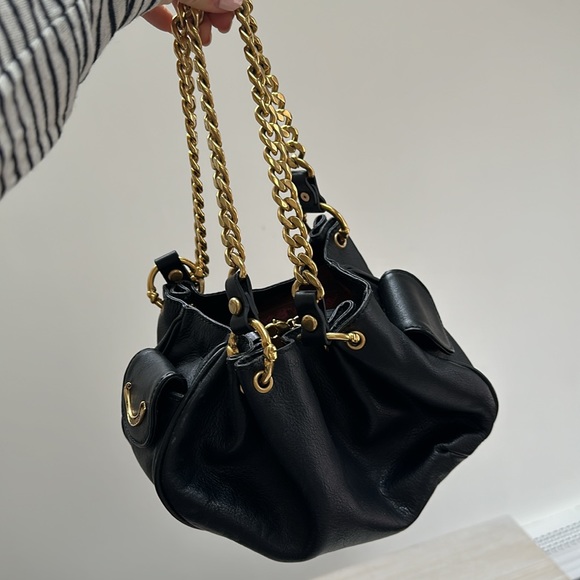 Rare Vintage Juicy Couture Leather pouch bag with gold chain hardware - Picture 8 of 14